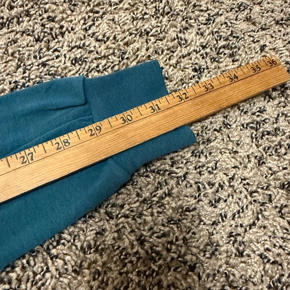 Vintage Lands End Turtleneck Mens Medium Teal Blue Green Made in USA Long Sleeve